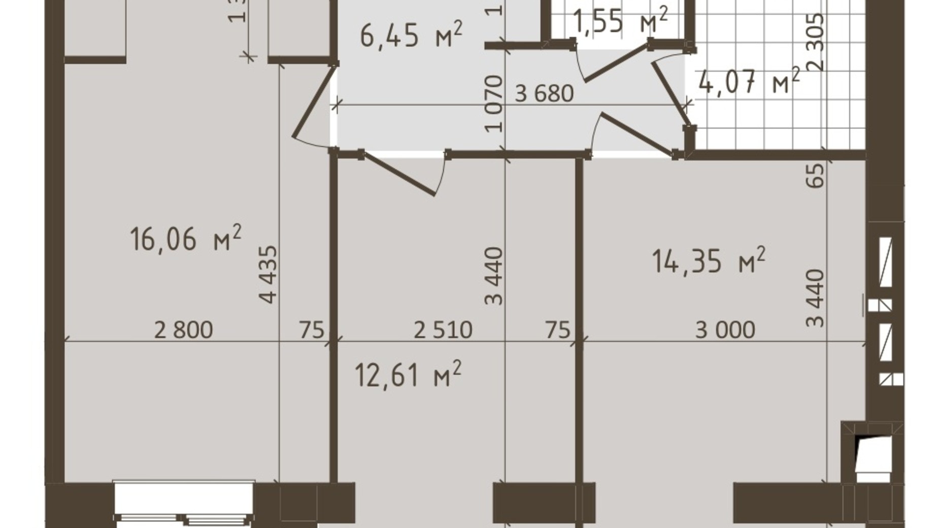 Планировка 2-комнатной квартиры в ЖК Одесская Чайка 55.09 м², фото 372802