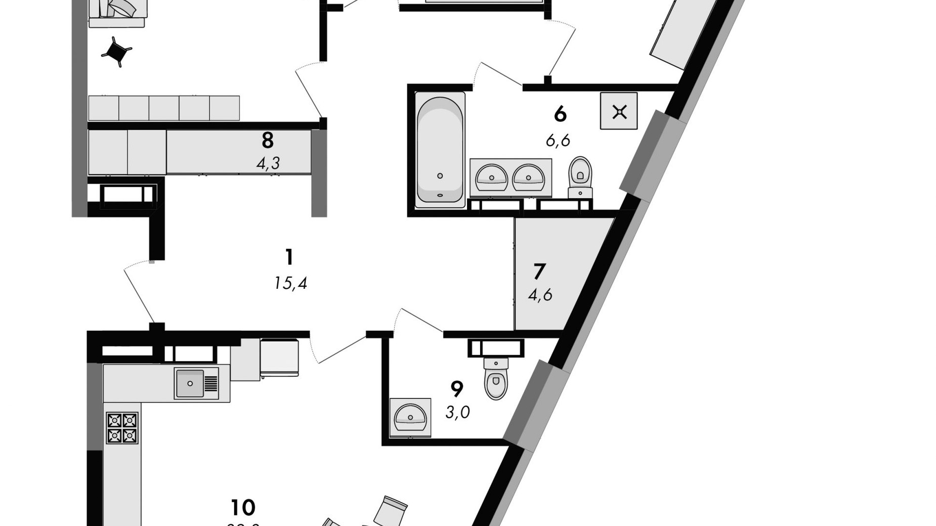 Планування 3-кімнатної квартири в ЖК Greenville на Печерську 123.6 м², фото 373180