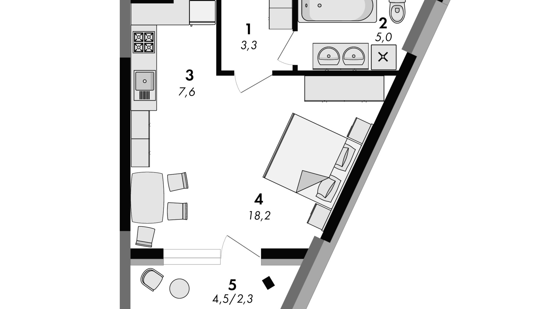 Планування 1-кімнатної квартири в ЖК Greenville на Печерську 36.4 м², фото 373182