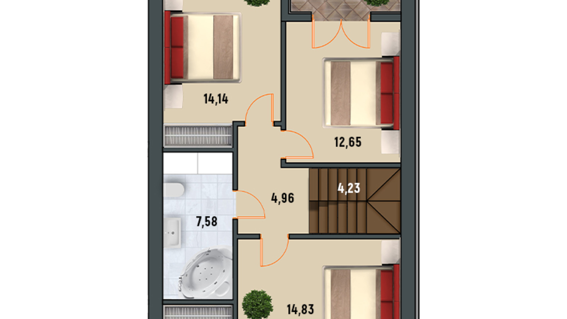 Планировка дуплекса в КГ Oscar Premium 120 м², фото 373563