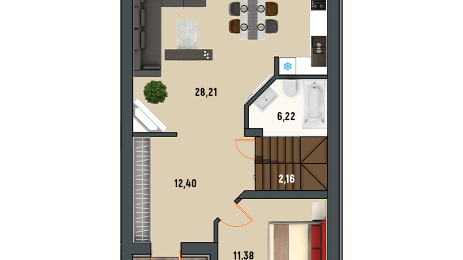 Планування дуплекса в КМ Oscar Premium 120 м², фото 373564