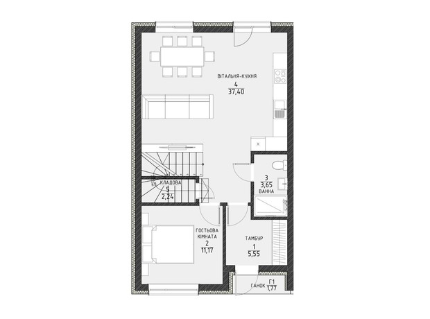 КМ бул. Дружби: планування 4-кімнатної квартири 125 м²