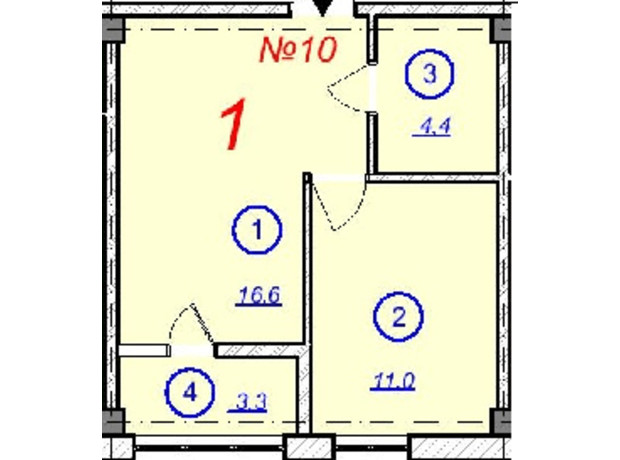 ЖК The Loft: планировка 1-комнатной квартиры 35.24 м²