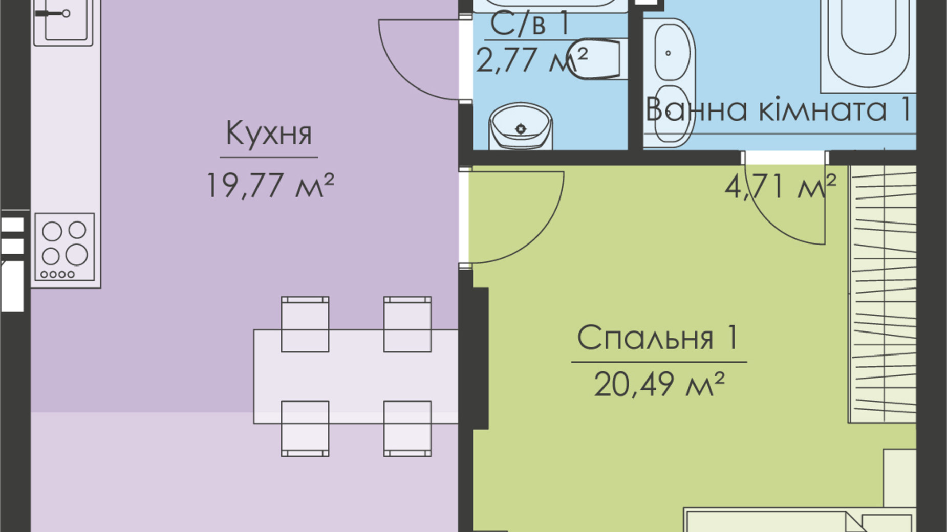 Планування апартаментів в ЖК Новий Поділ 73.94 м², фото 373705