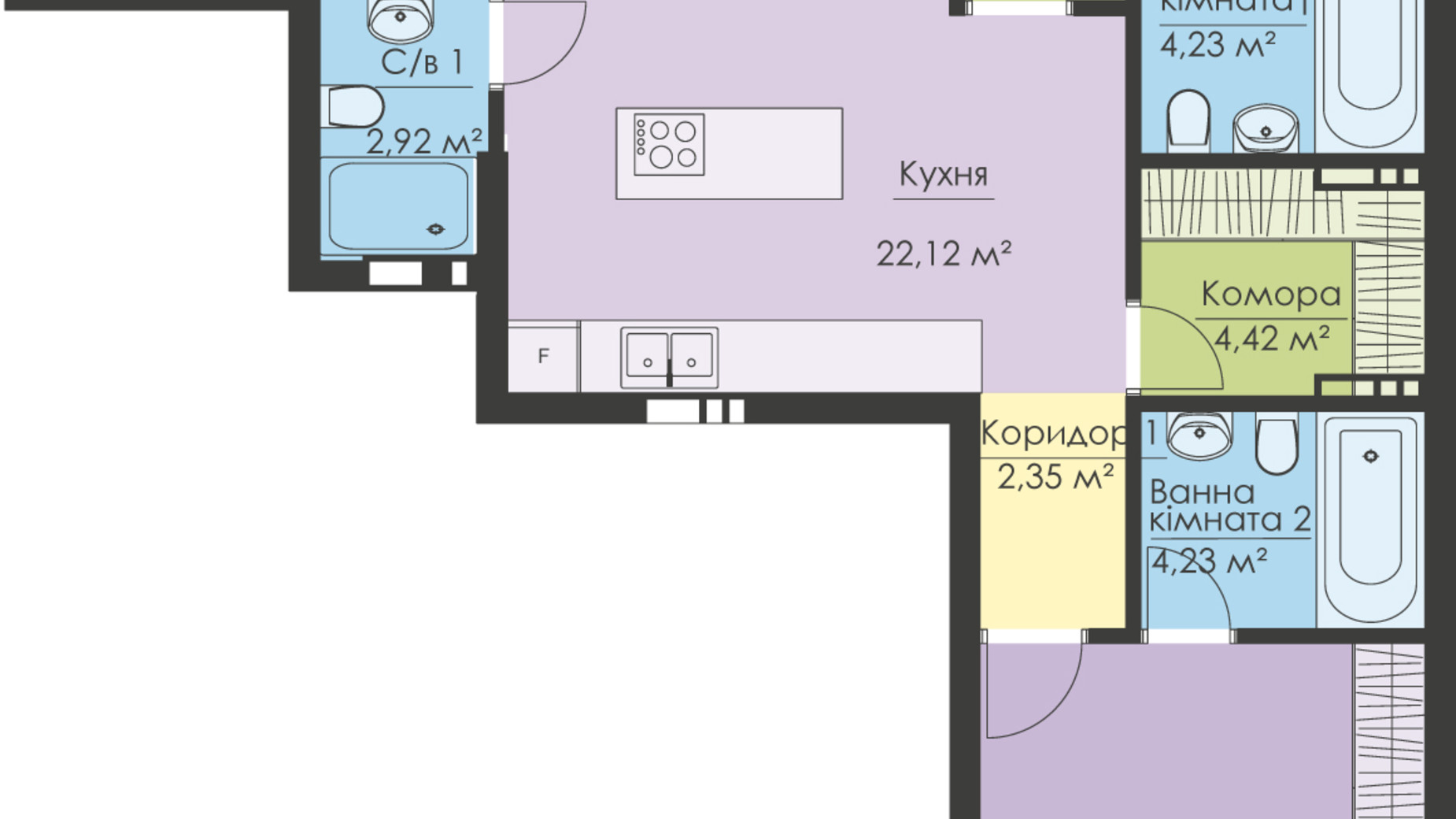 Планування апартаментів в ЖК Новий Поділ 110.96 м², фото 373707