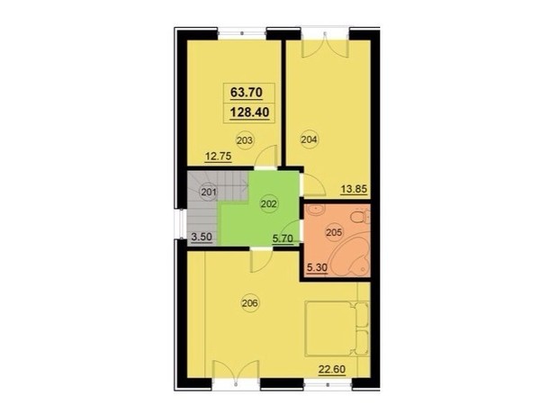 Дуплекс На Вишневой: планировка 3-комнатной квартиры 120 м²