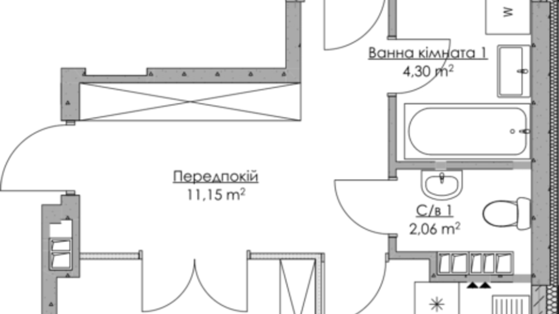 Планировка 2-комнатной квартиры в ЖК O2 Residence 70.65 м², фото 373951