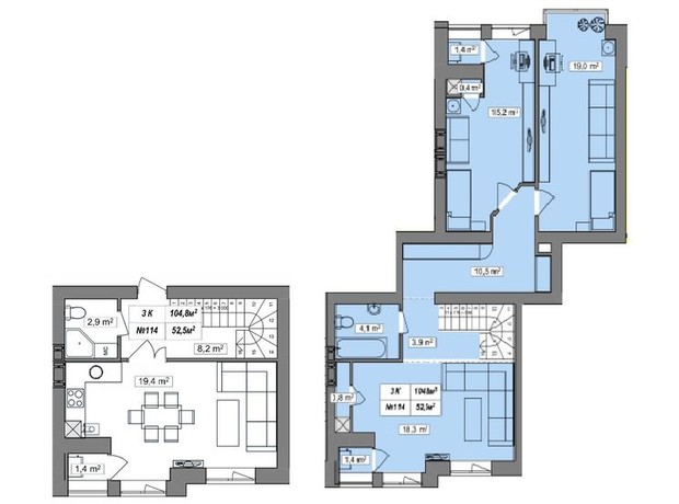 ЖК Гудвіл: планування 3-кімнатної квартири 104.8 м²