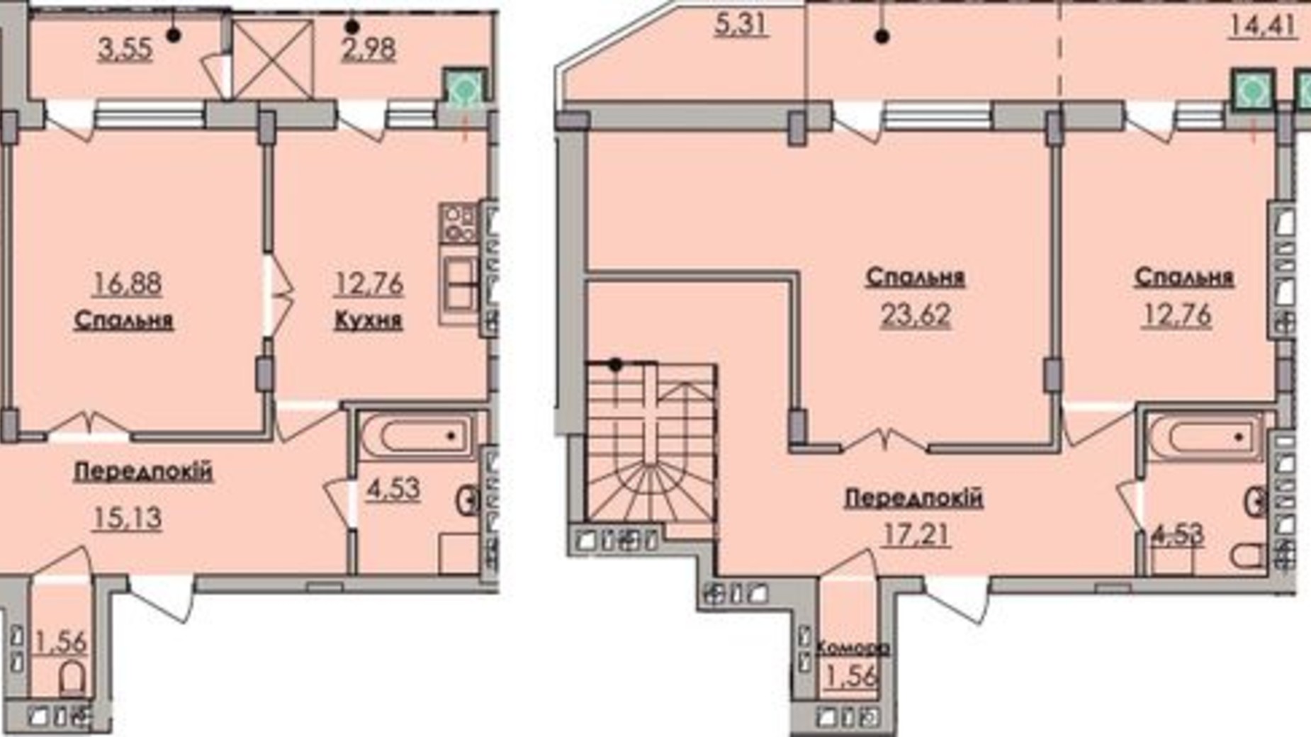 Планировка 4-комнатной квартиры в ЖК Гармония 134.98 м², фото 374409