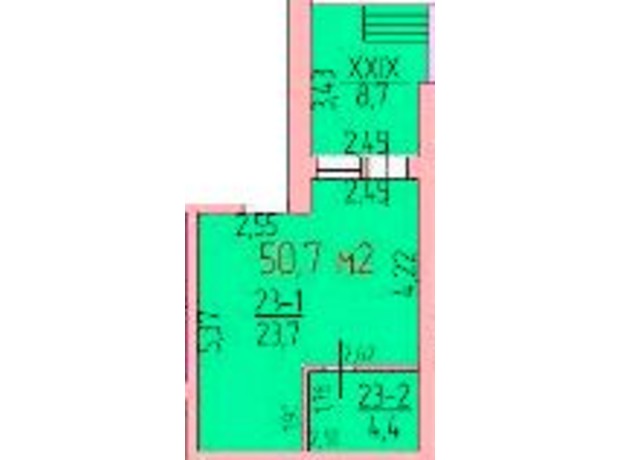 ЖК Хвиля: планування 1-кімнатної квартири 50.7 м²