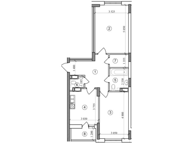 ЖК Авиа Квартал: планировка 2-комнатной квартиры 65.7 м²