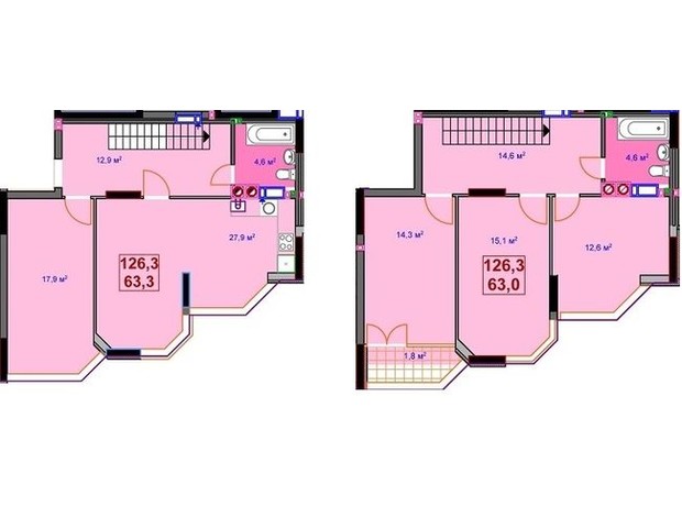 ЖК Сяйво 2: планировка 4-комнатной квартиры 126.3 м²