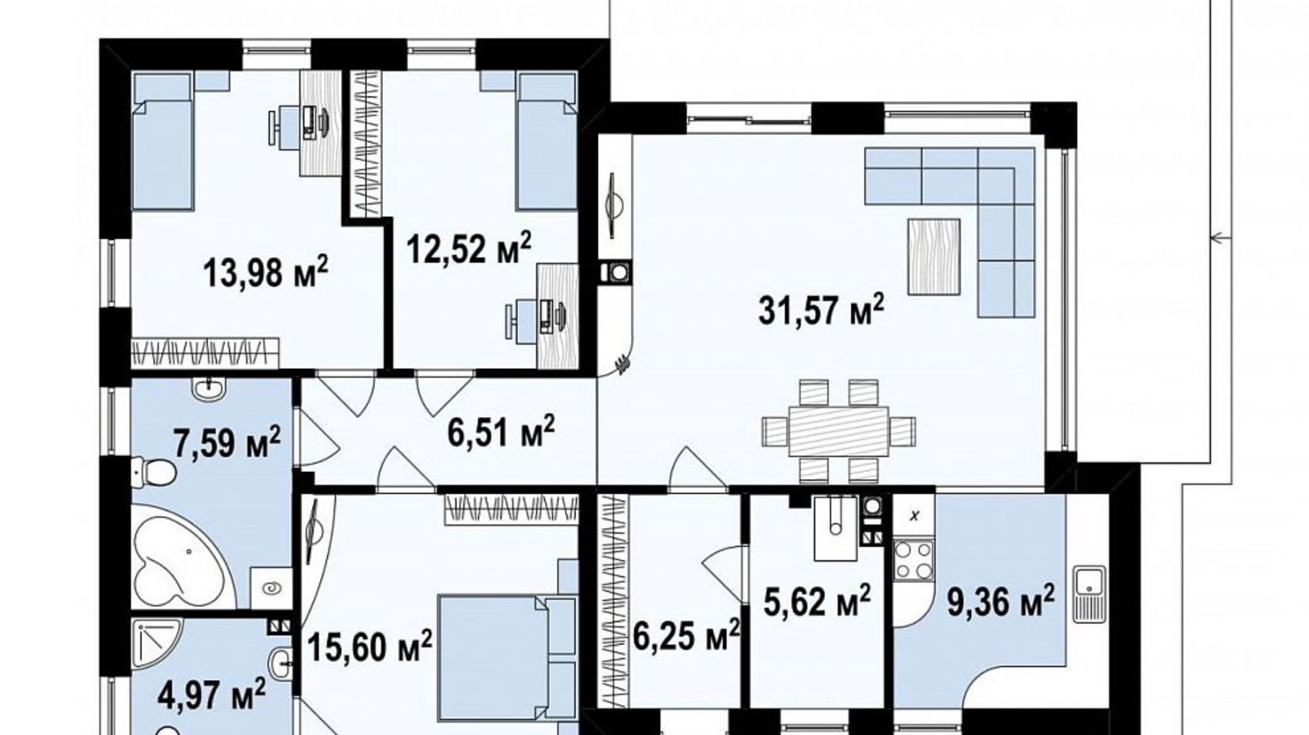 Планировка коттеджа в КГ Ula.community 123.2 м², фото 376716