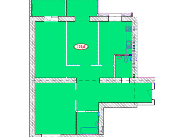 ЖК Семейный: планировка 2-комнатной квартиры 109 м²