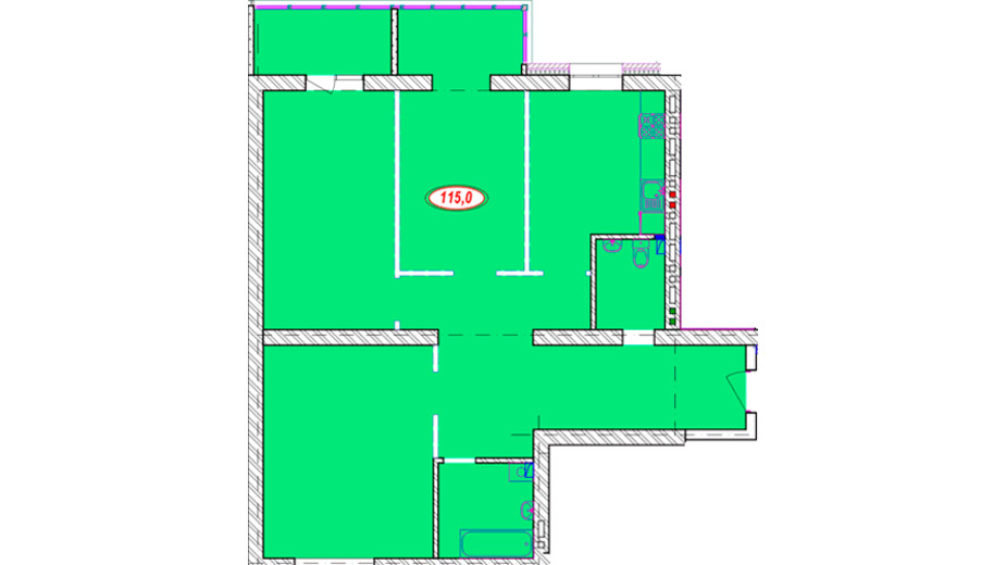 Планировка 2-комнатной квартиры в ЖК Семейный 115 м², фото 377112