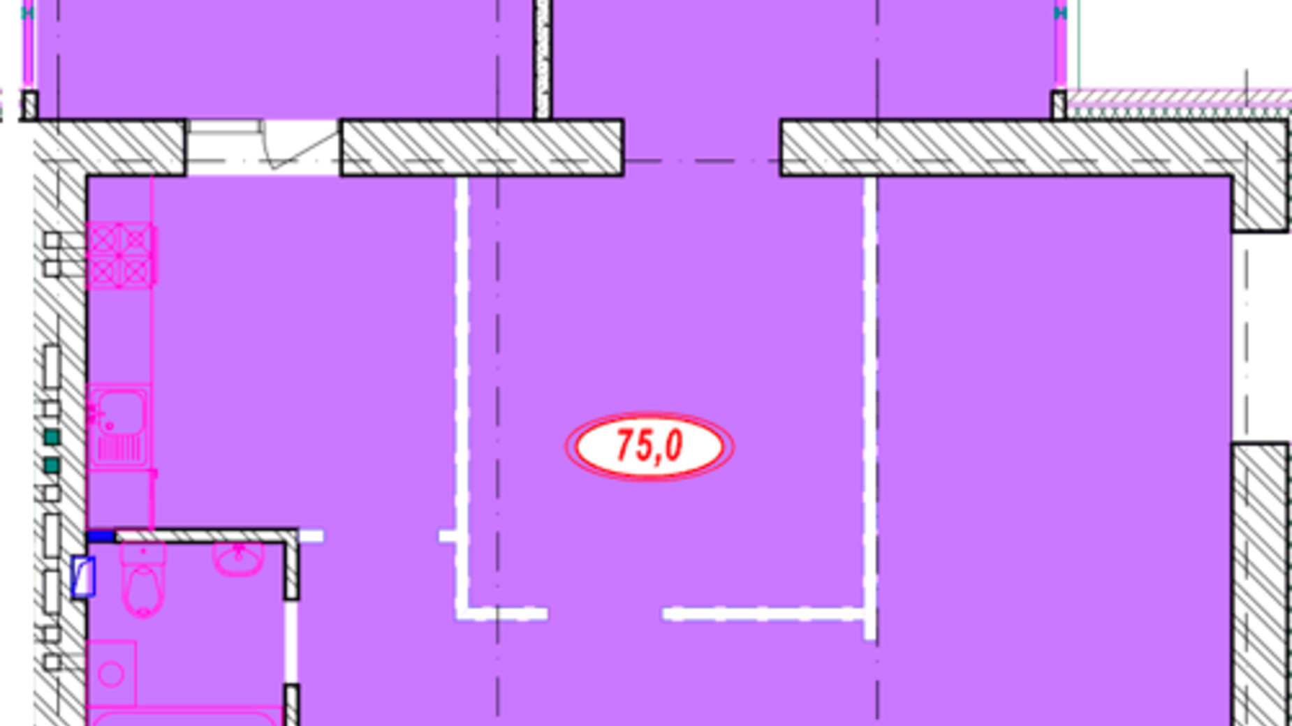 Планування 2-кімнатної квартири в ЖК Сімейний 75 м², фото 377116