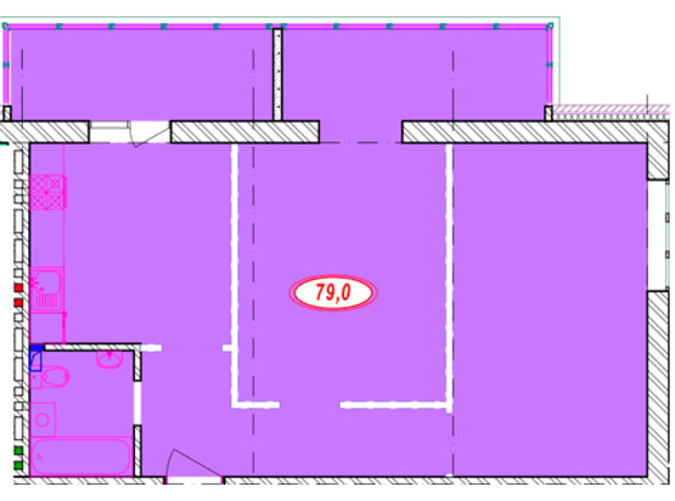 ЖК Семейный: планировка 2-комнатной квартиры 79 м²