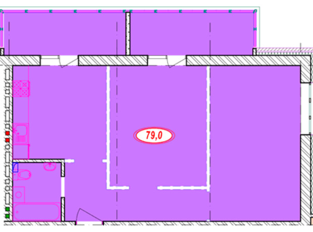 ЖК Семейный: планировка 2-комнатной квартиры 79 м²