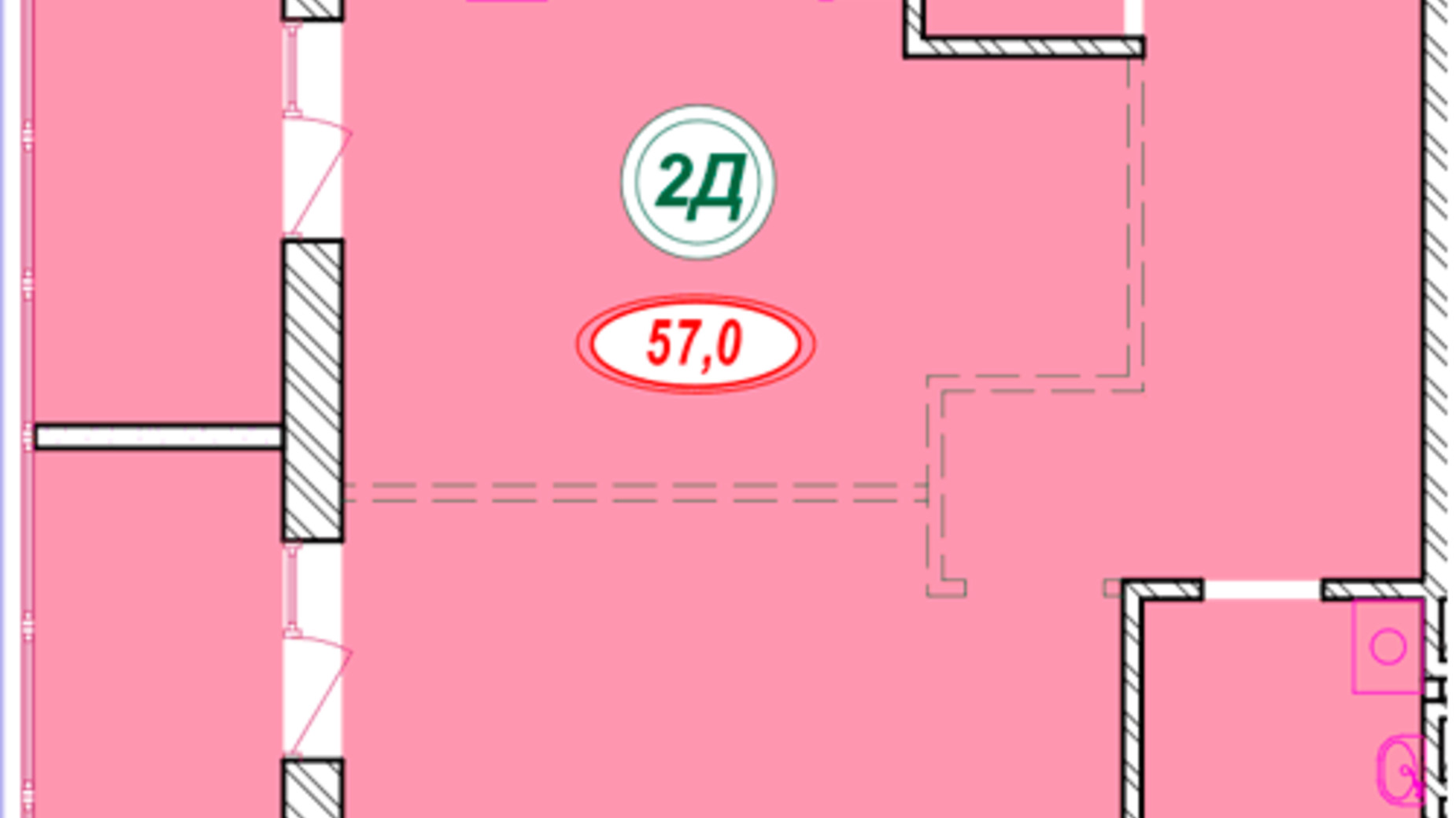 Планировка 1-комнатной квартиры в ЖК Семейный 57 м², фото 377201