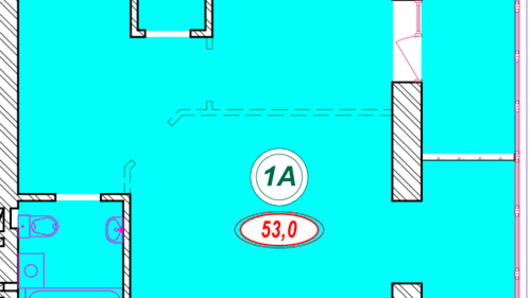 Планировка 1-комнатной квартиры в ЖК Семейный 53 м², фото 377205