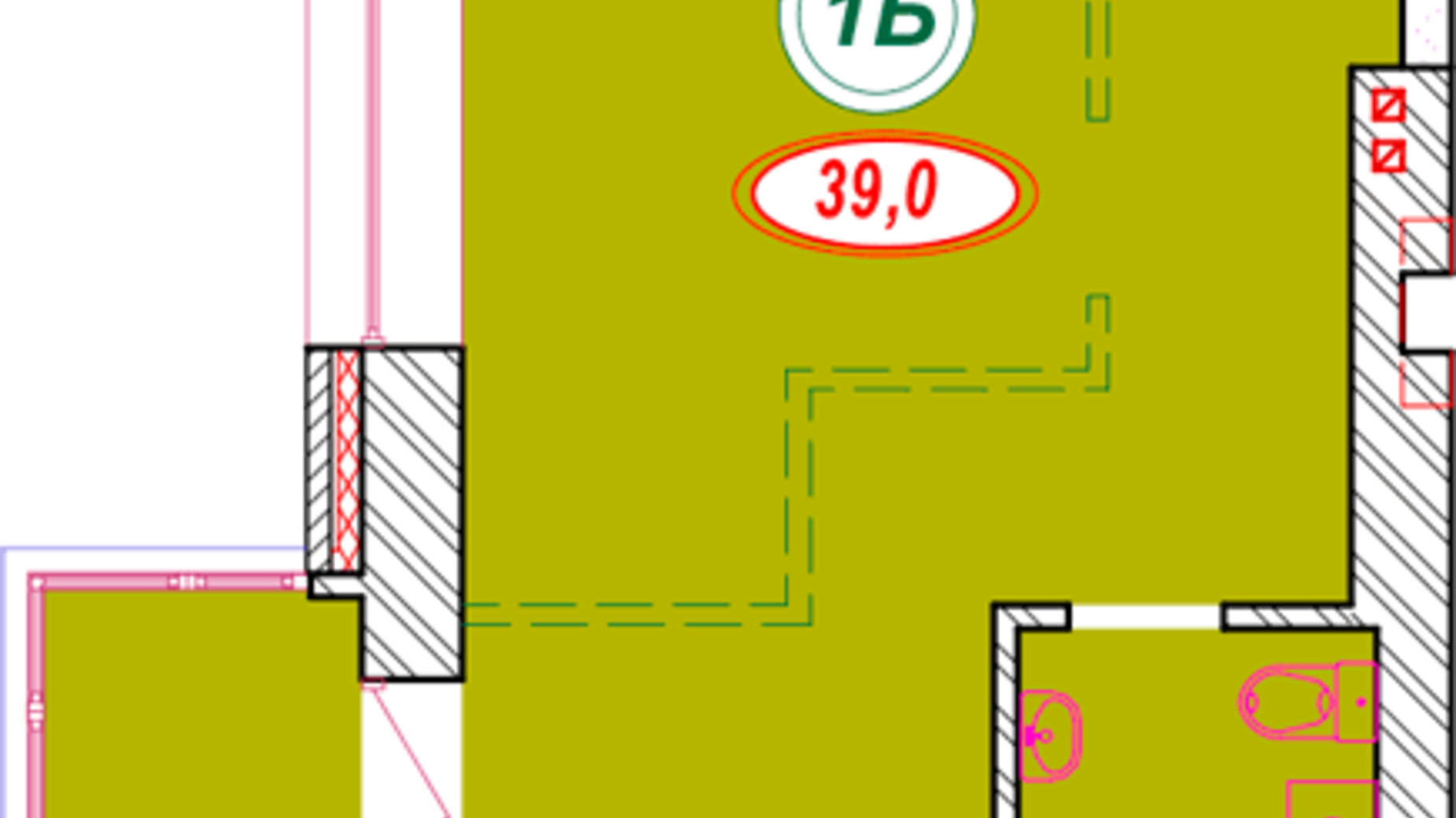 Планировка 1-комнатной квартиры в ЖК Семейный 39 м², фото 377206