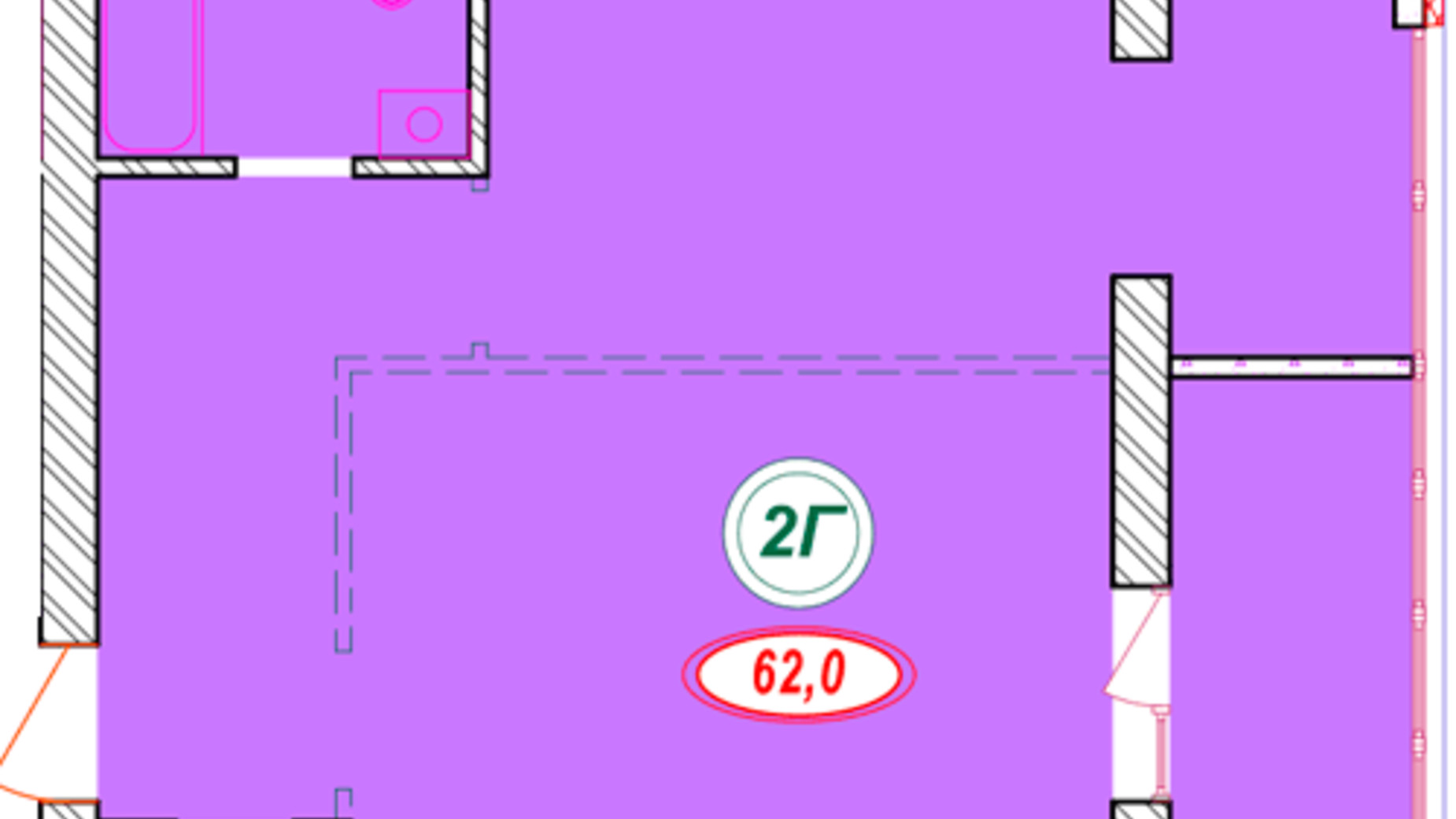 Планировка 1-комнатной квартиры в ЖК Семейный 62 м², фото 377207