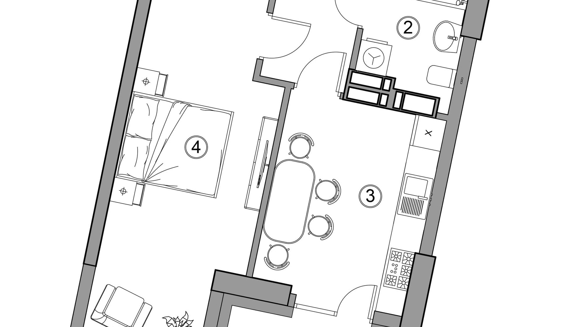 Планировка 1-комнатной квартиры в ЖК Aria 44.44 м², фото 377277