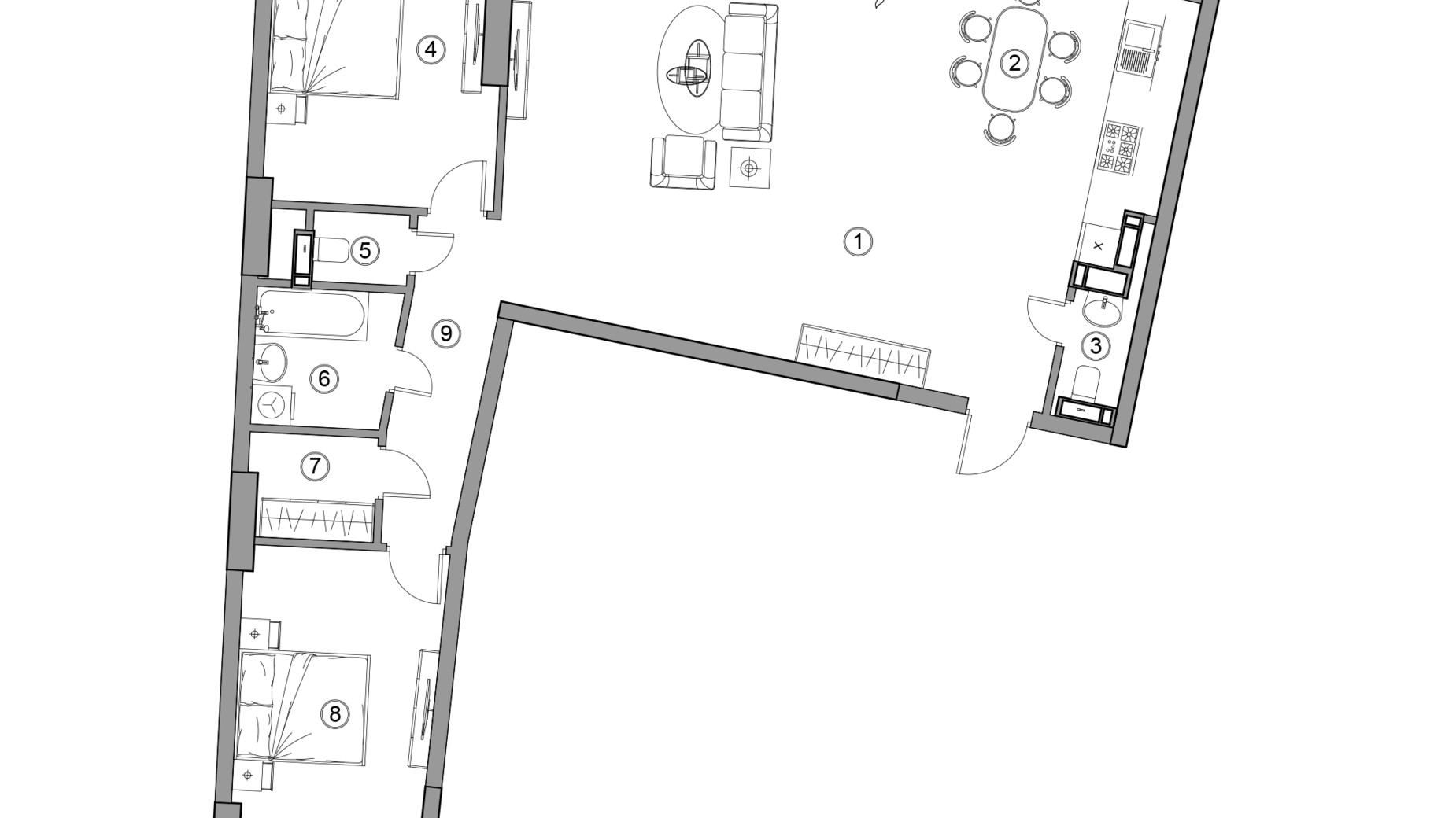 Планировка 3-комнатной квартиры в ЖК Aria 128.29 м², фото 377281