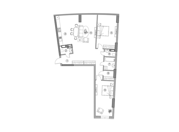 ЖК Aria: планировка 3-комнатной квартиры 112.96 м²
