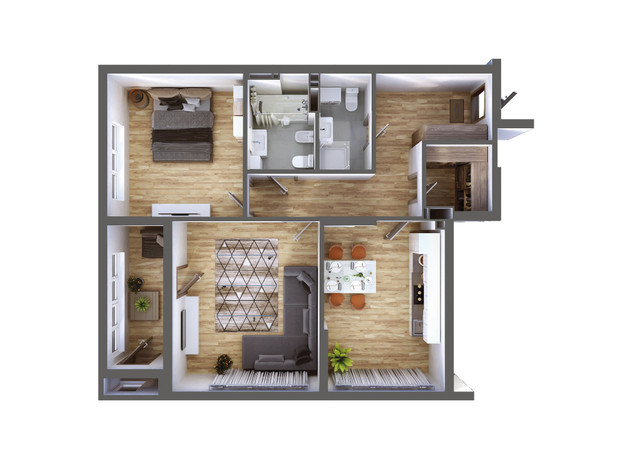 ЖК Greenville Park: планировка 2-комнатной квартиры 87.1 м²