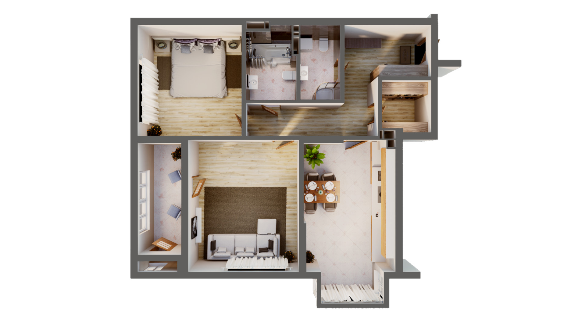 Планировка 2-комнатной квартиры в ЖК Greenville Park 89.7 м², фото 377316