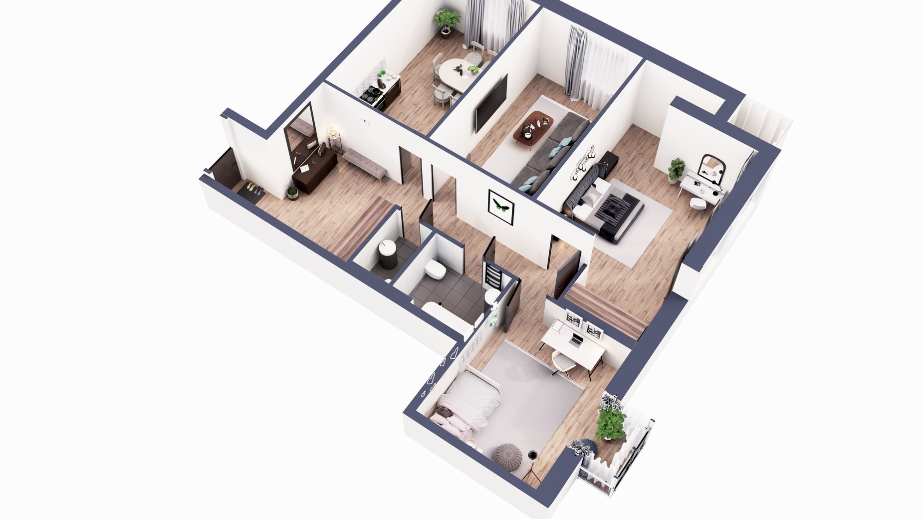 Планування 3-кімнатної квартири в ЖК Greenville Park 115.9 м², фото 377328