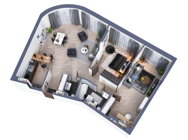 ЖК Greenville Park: планировка 3-комнатной квартиры 106.8 м² ЖК Greenville Park: планировка 3-комнатной квартиры 106.8 м²