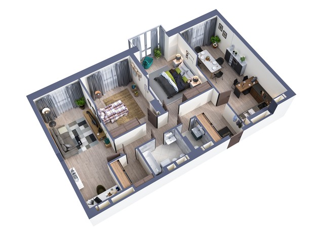 ЖК Greenville Park: планировка 3-комнатной квартиры 105.3 м² ЖК Greenville Park: планировка 3-комнатной квартиры 105.3 м²
