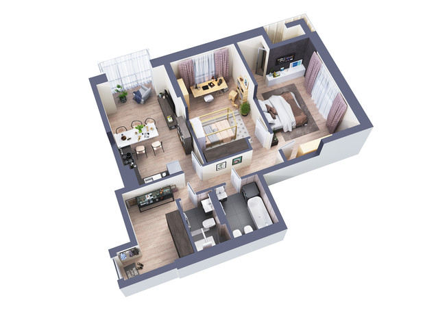 ЖК Greenville Park: планировка 2-комнатной квартиры 80.2 м² ЖК Greenville Park: планировка 2-комнатной квартиры 80.2 м²