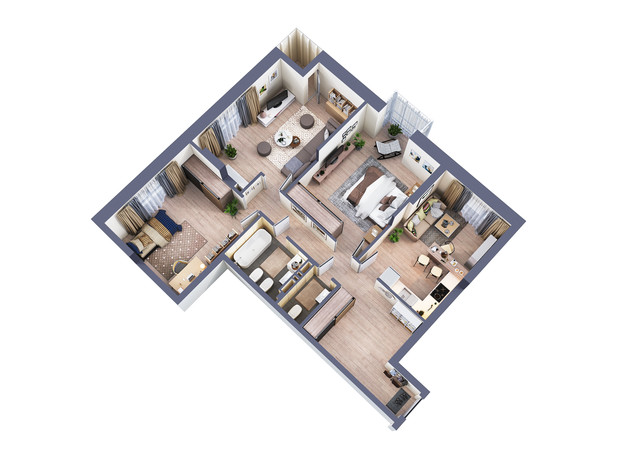 ЖК Greenville Park: планировка 3-комнатной квартиры 101.6 м² ЖК Greenville Park: планировка 3-комнатной квартиры 101.6 м²