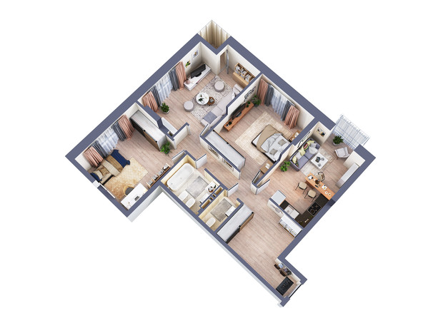 ЖК Greenville Park: планировка 3-комнатной квартиры 101.4 м² ЖК Greenville Park: планировка 3-комнатной квартиры 101.4 м²