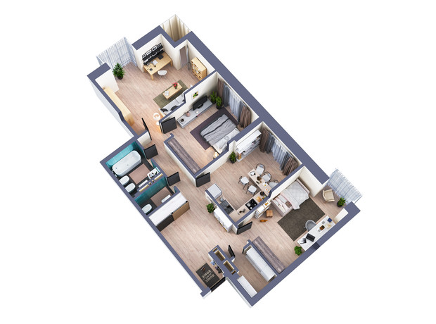 ЖК Greenville Park: планировка 3-комнатной квартиры 107.3 м² ЖК Greenville Park: планировка 3-комнатной квартиры 107.3 м²
