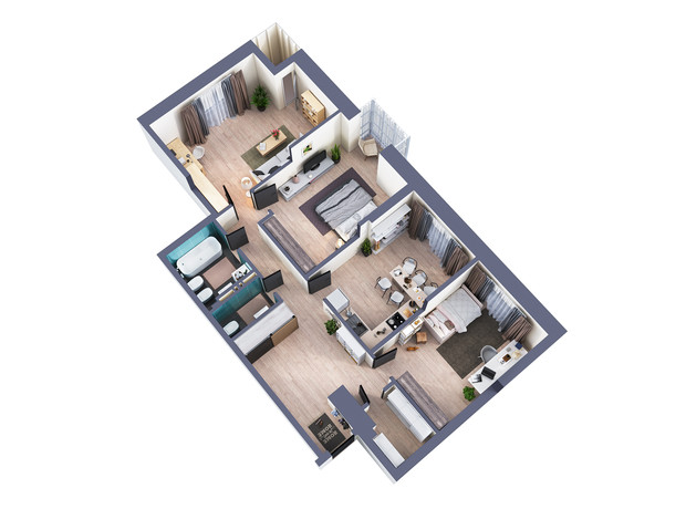ЖК Greenville Park: планировка 3-комнатной квартиры 105.6 м² ЖК Greenville Park: планировка 3-комнатной квартиры 105.6 м²