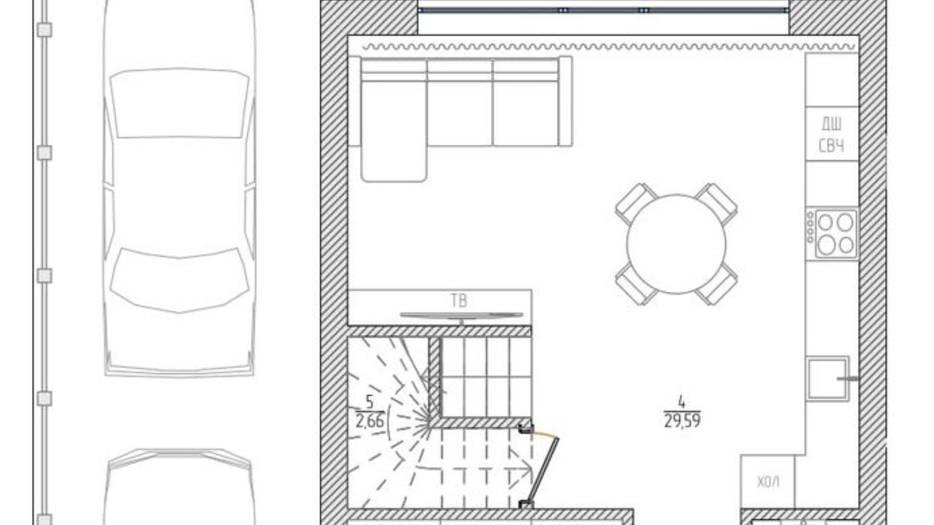 Планировка дуплекса в КГ WoodSky 95 м², фото 378615