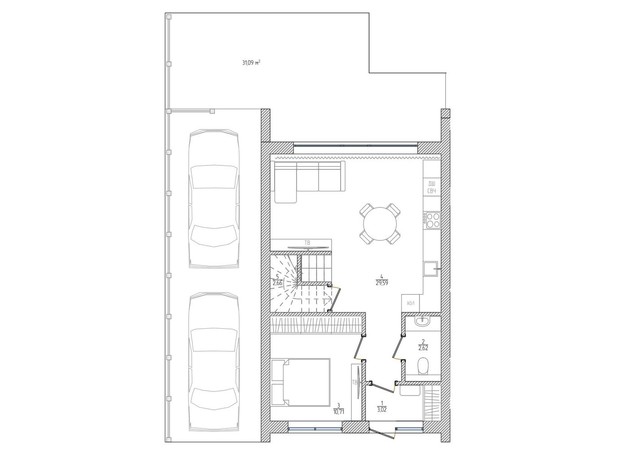 КГ WoodSky: планировка 2-комнатной квартиры 95 м²