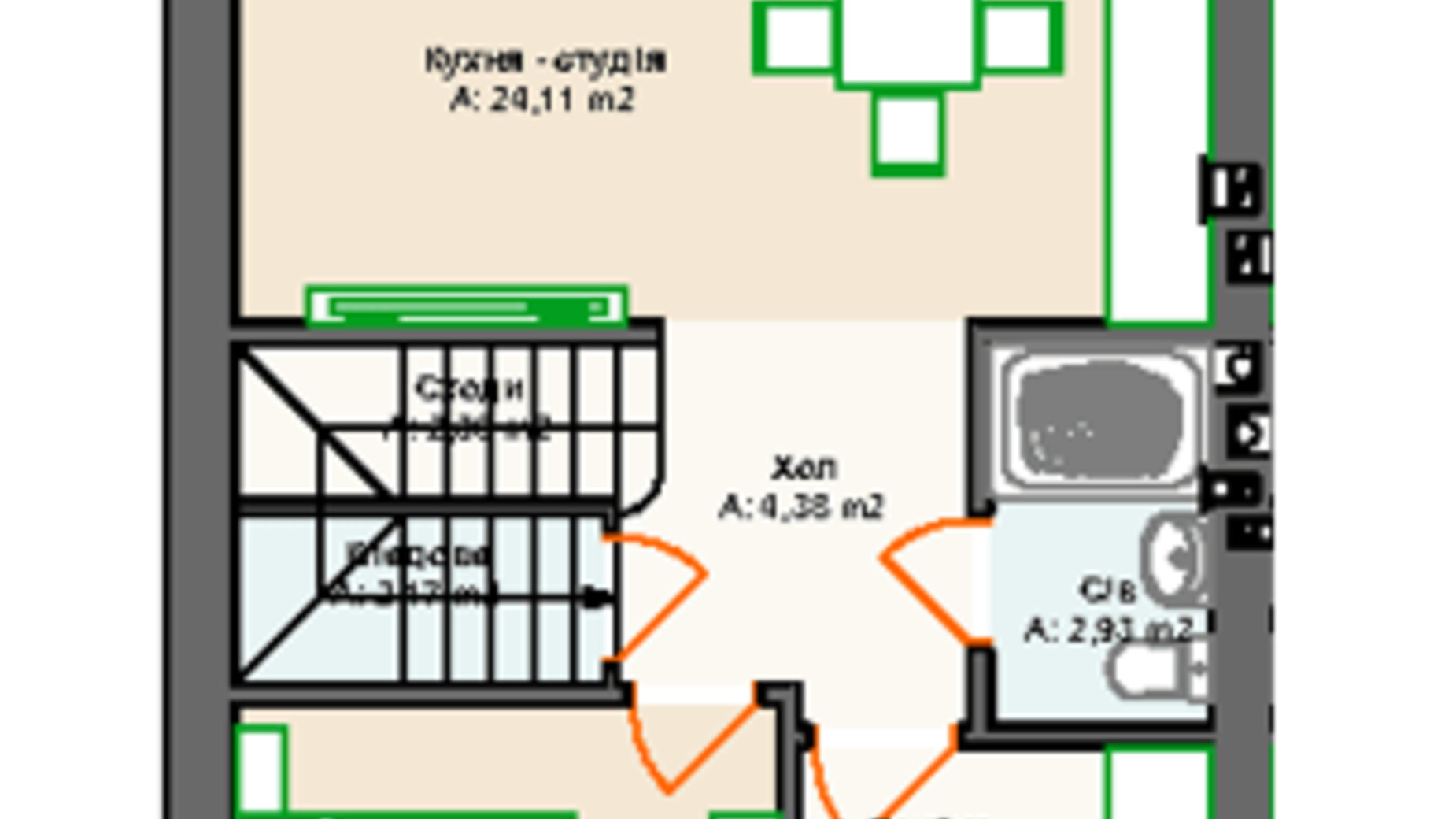 Планировка таунхауса в Таунхаус Elegant 100 м², фото 379001