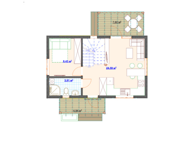 КГ Hausplusland Деревянки: планировка 3-комнатной квартиры 82 м²