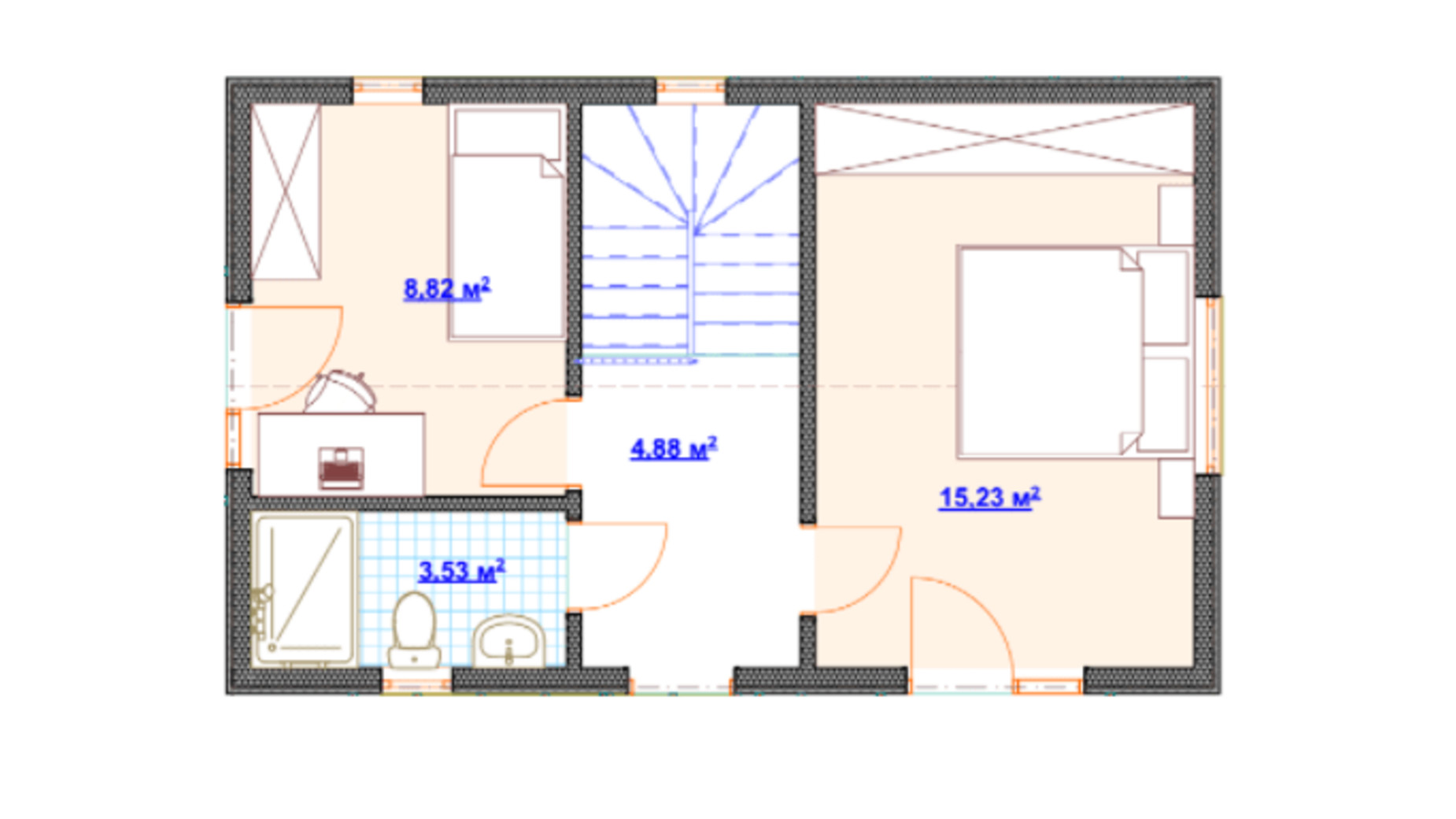 Планировка коттеджа в КГ Hausplusland Деревянки 82 м², фото 379232