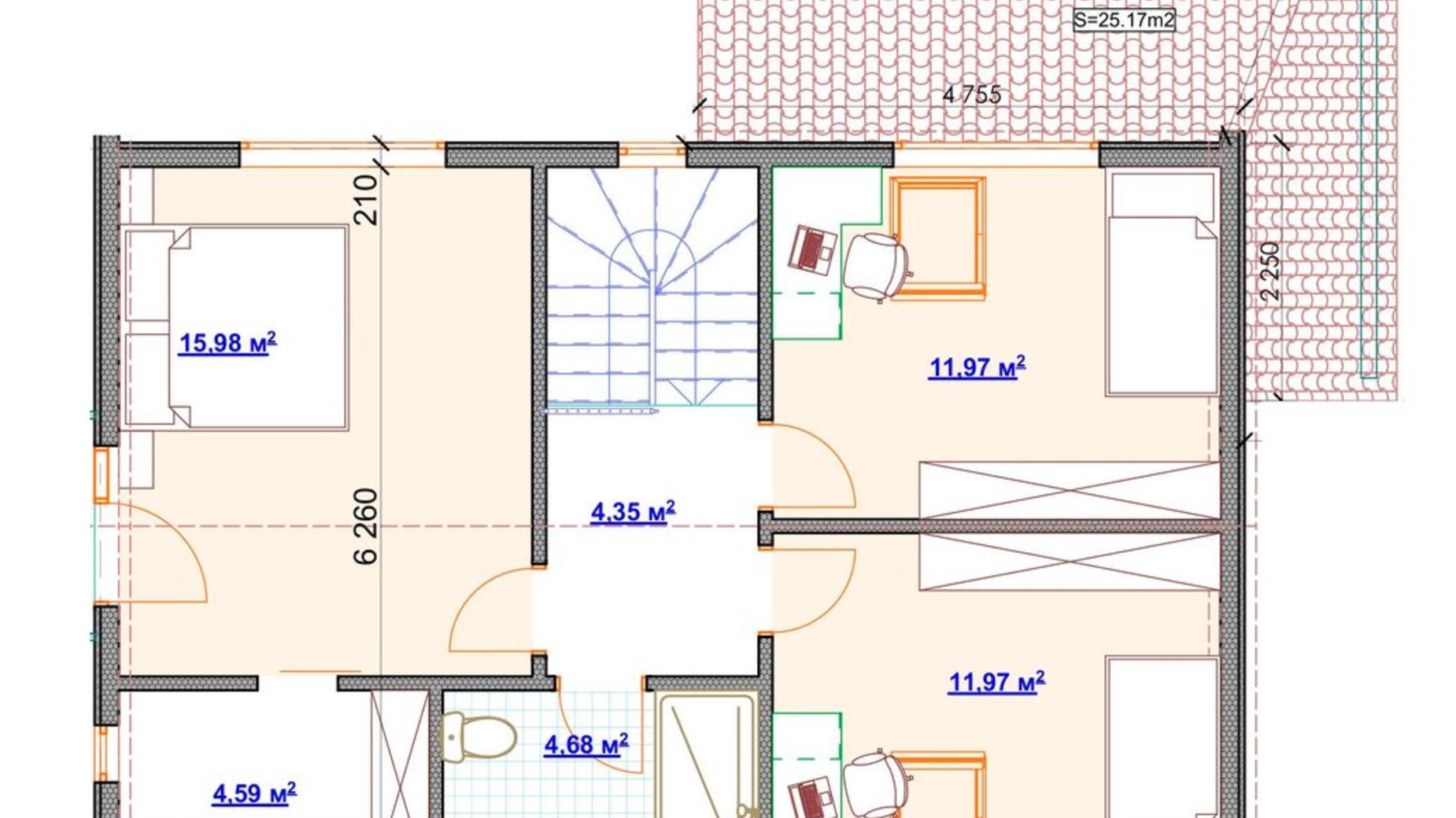 Планування котеджу в КМ Hausplusland Дерев'янки 136 м², фото 379240