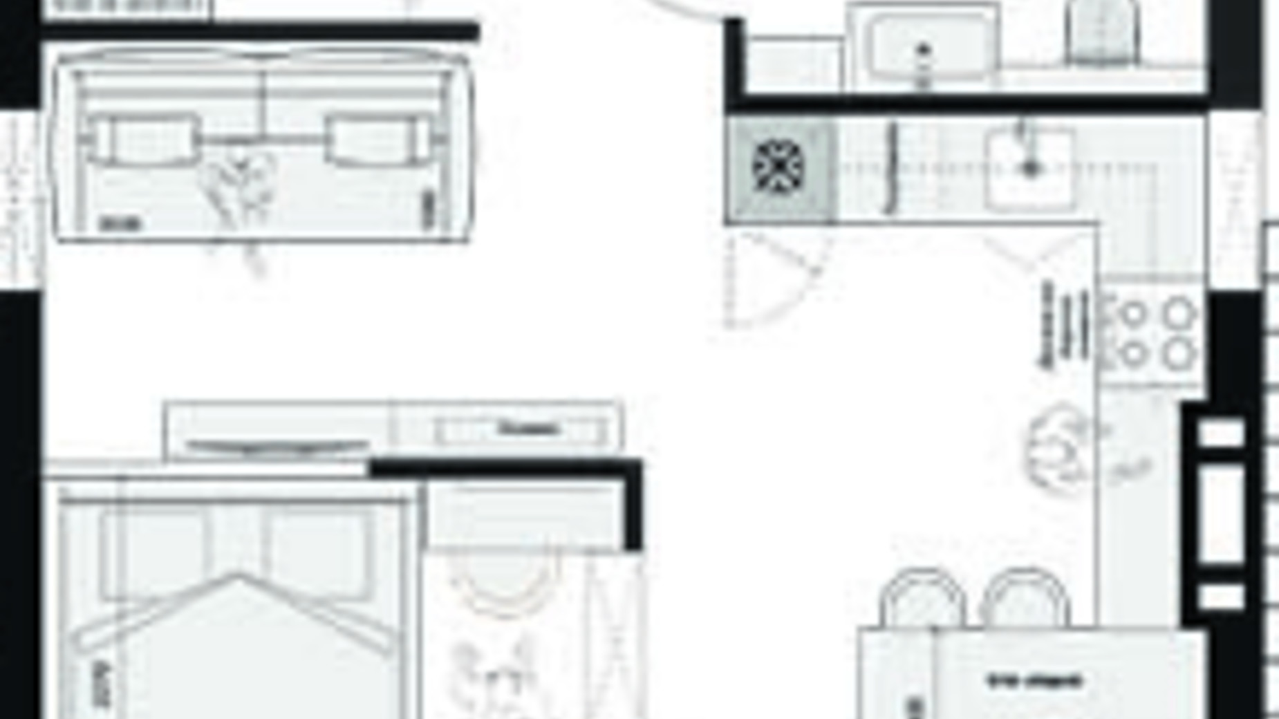 Планування 1-кімнатної квартири в ЖК Набережний квартал 41 м², фото 381644