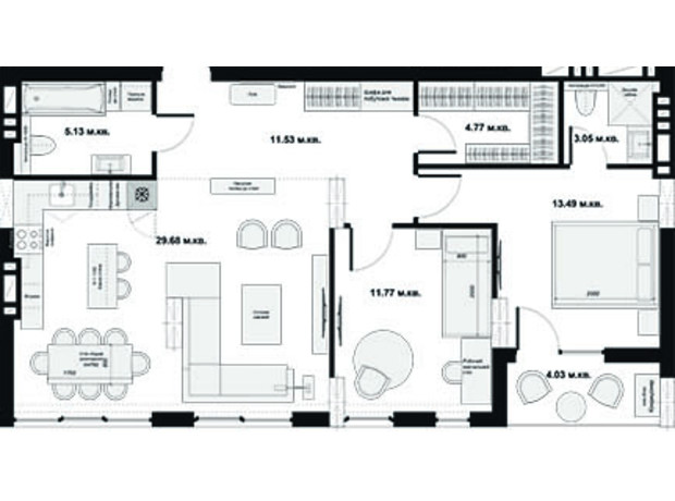 ЖК Набережний квартал: планування 3-кімнатної квартири 83 м²