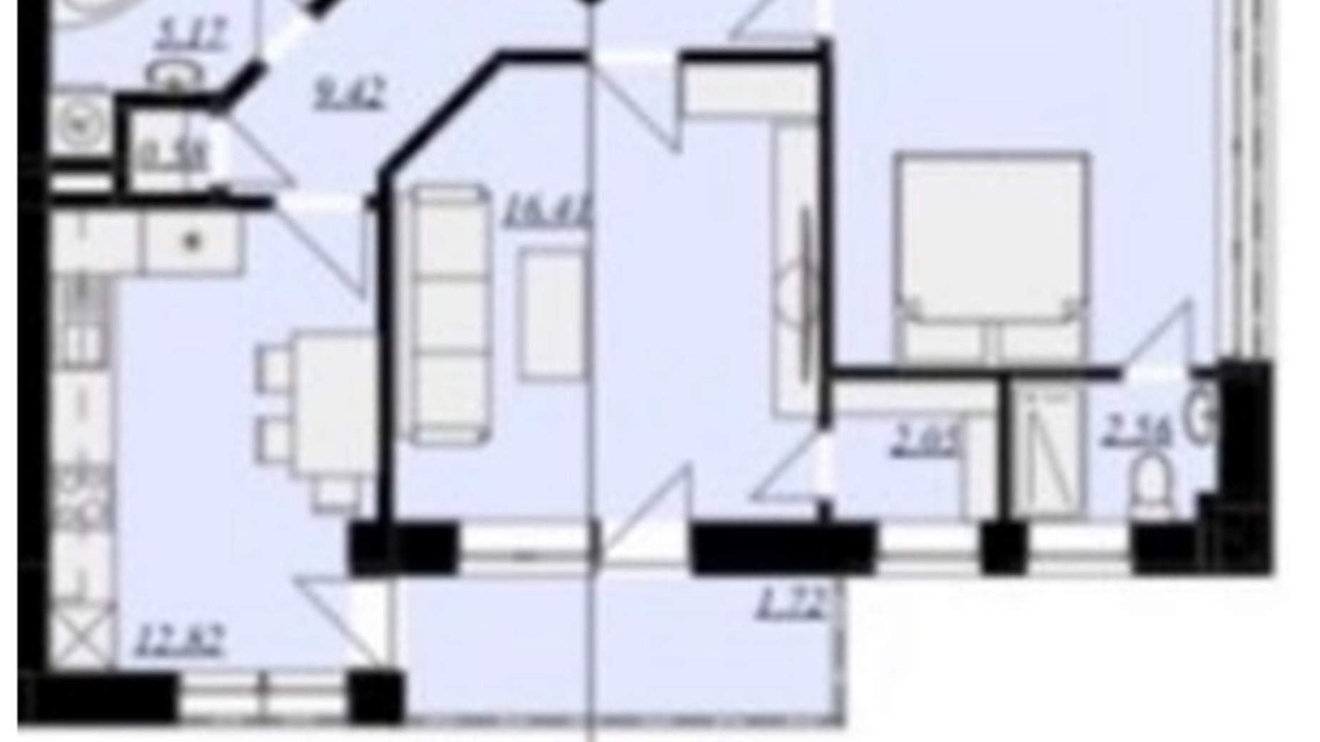 Планировка 2-комнатной квартиры в ЖК Кошицкий 67.15 м², фото 382551