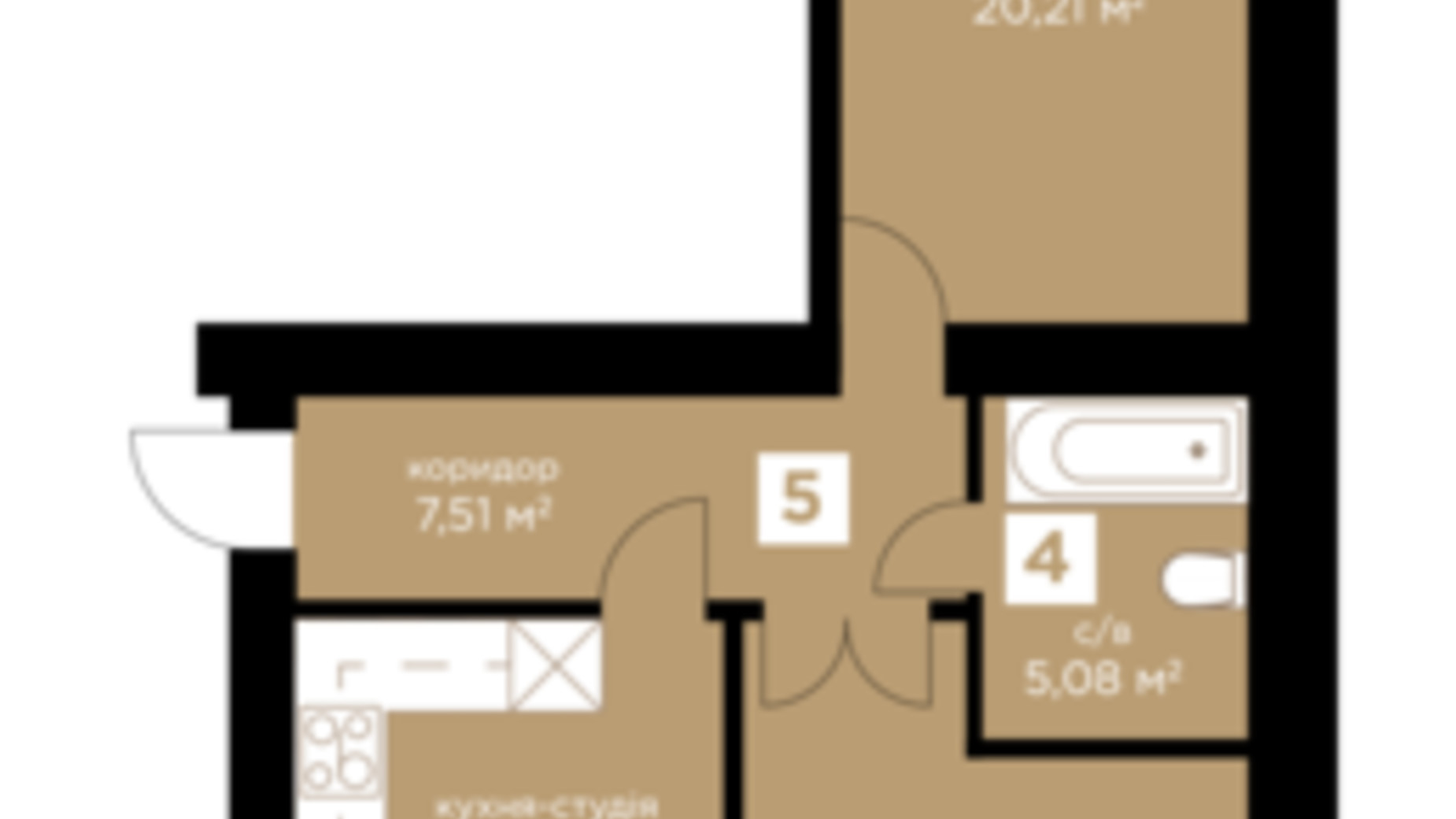 Планировка 2-комнатной квартиры в ЖК Уютный 67.23 м², фото 386797