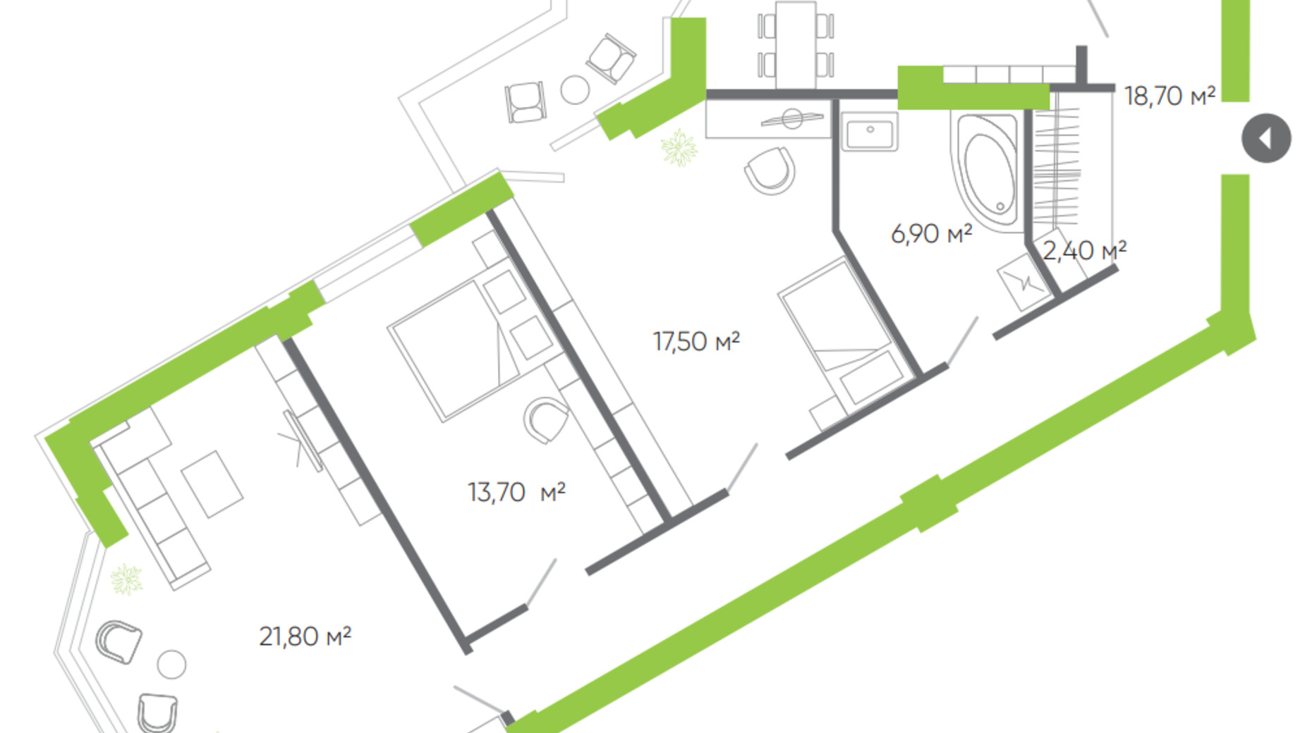 Планування 3-кімнатної квартири в ЖК Оселя парк 103.1 м², фото 388461